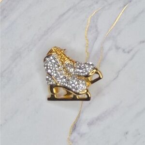 Gold and Silver Ice Skate Brooch